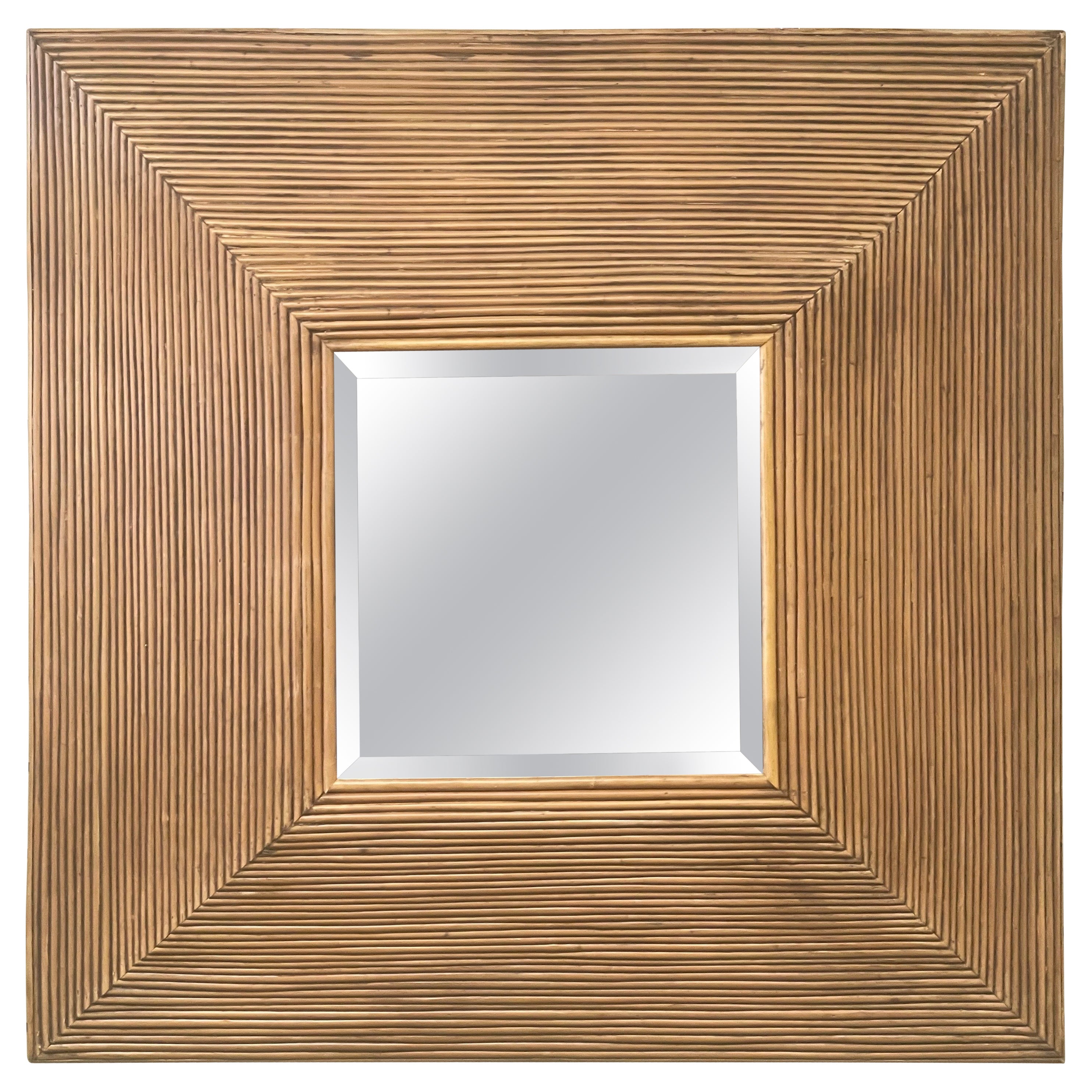 Quadratischer Spiegel aus Rattan/Bambusimitat