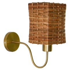 Square Rattan Cane Wall Sconce