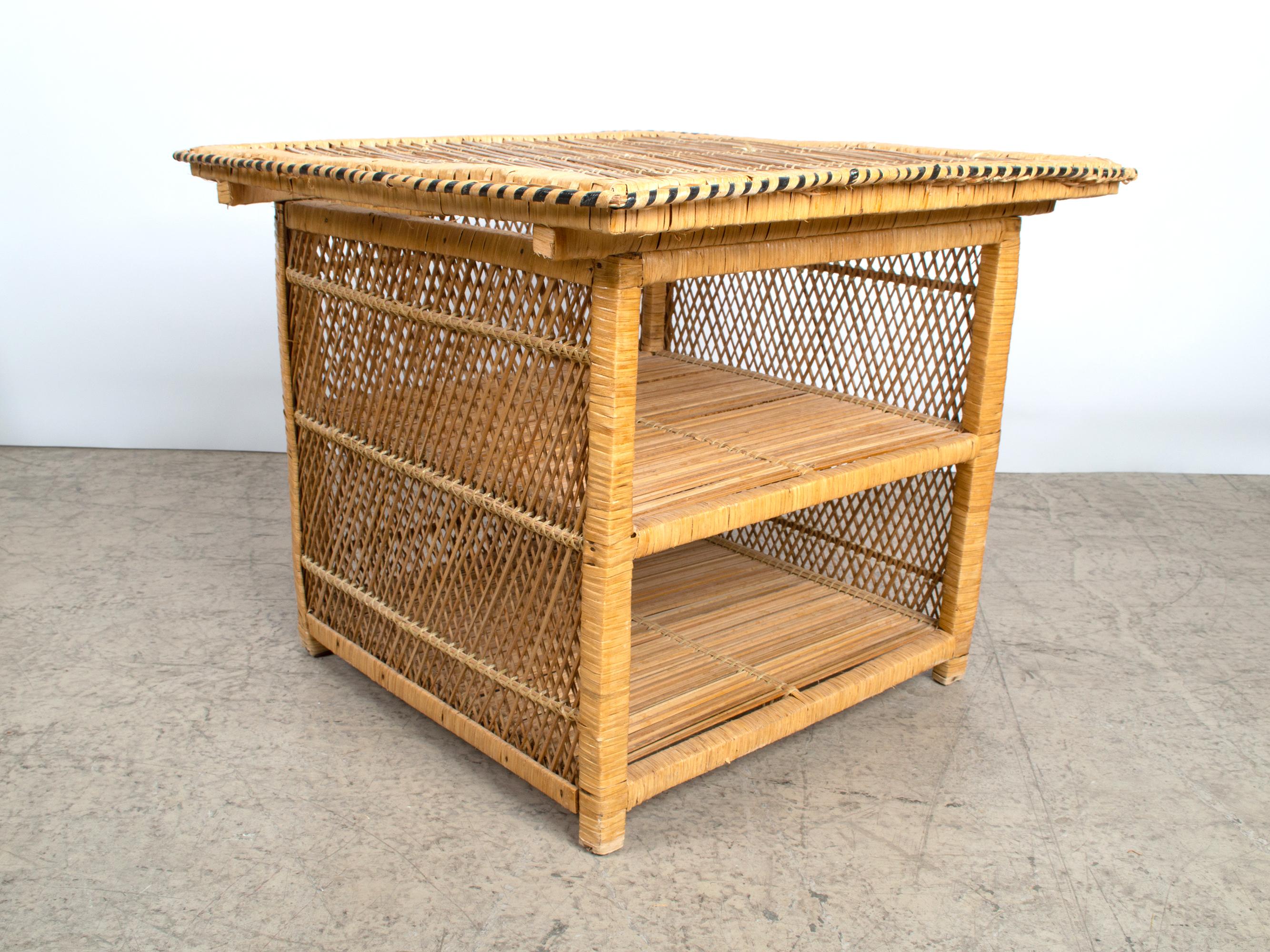 square rattan side table