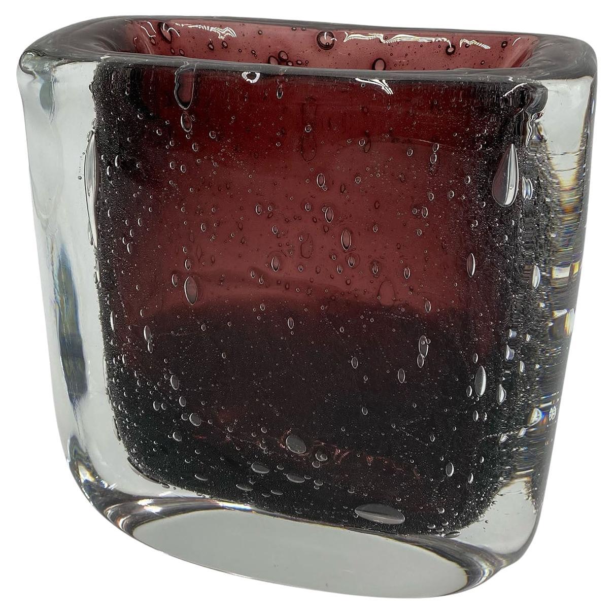 Square Red Glass Vase For Sale