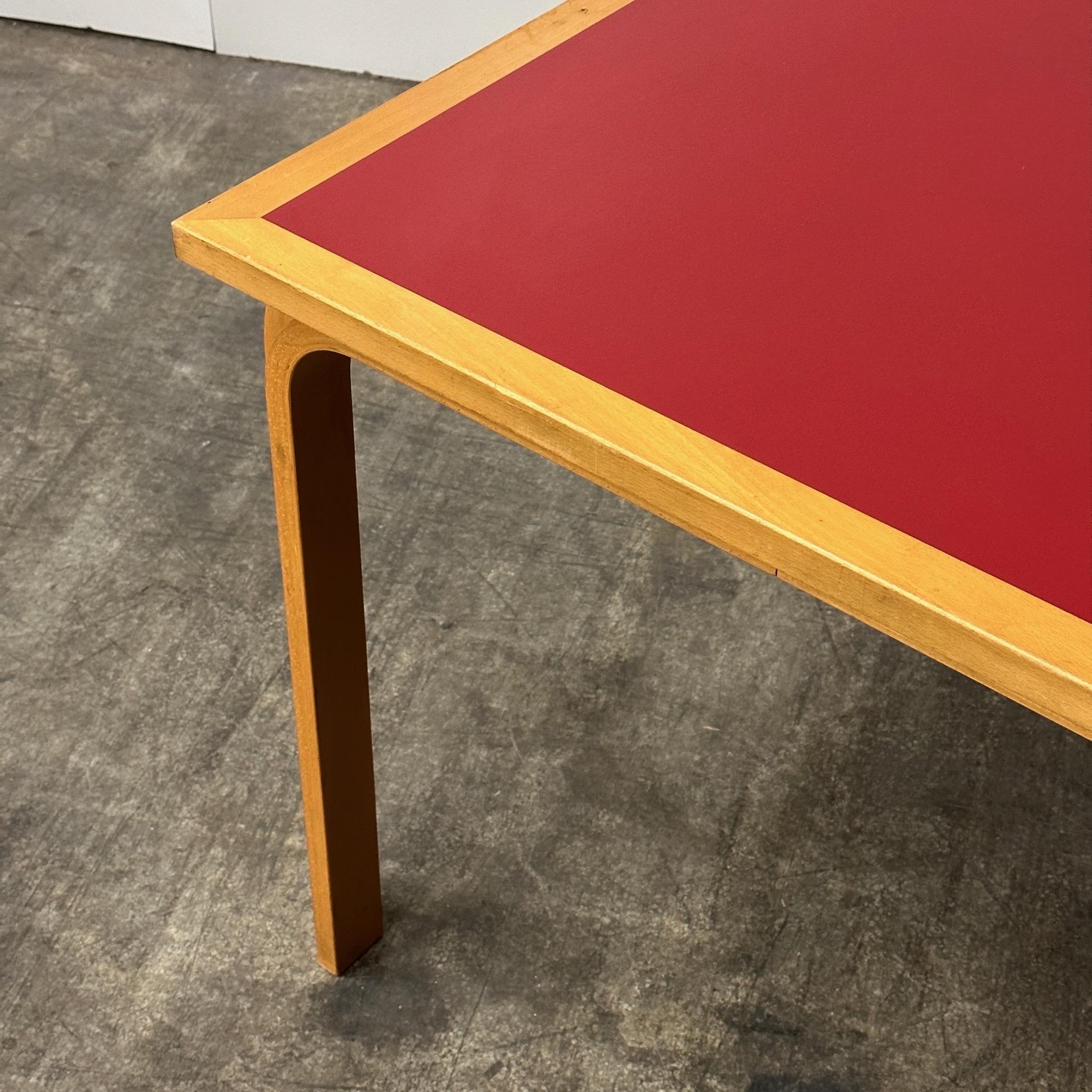 c. 1980s. Bent birch legs and inset Formica top. Multiple available, comes with connectors to join multiple tables together.