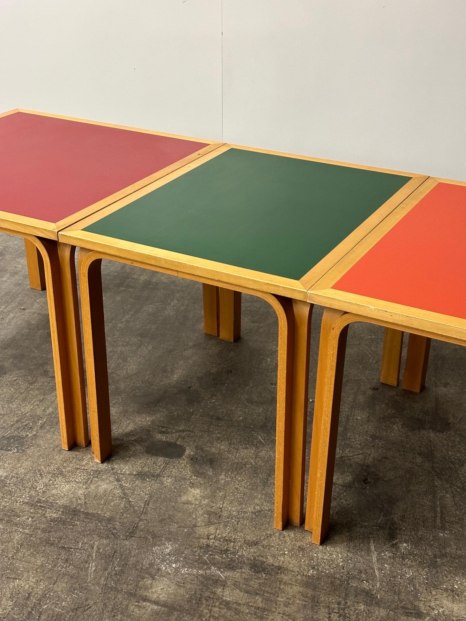 Late 20th Century Square Red Table by Rud Thygesen and Johnny Sørensen for Magnus Olesen