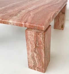 Square Red Travertine Coffee Table