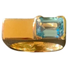 Anillo cuadrado oro 18k aguamarina