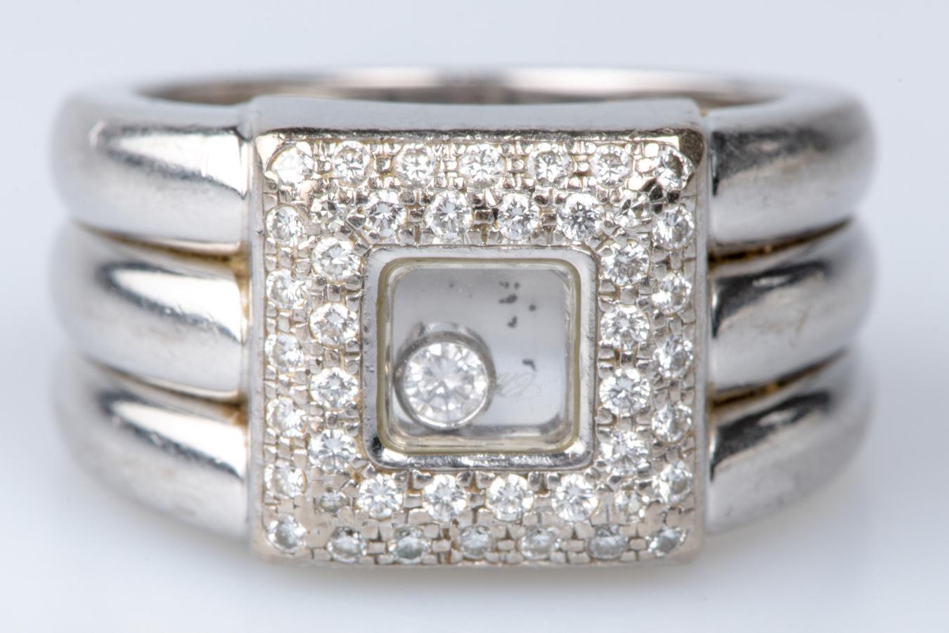 Square ring by Chopard, in 18-carat white gold, set with 45 diamonds For Sale 9