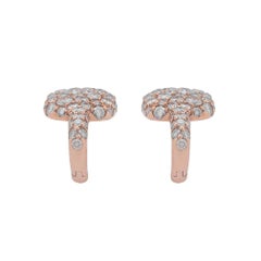 Square Rose Gold and Brown Diamonds '1.22ct' Leverback Earrings