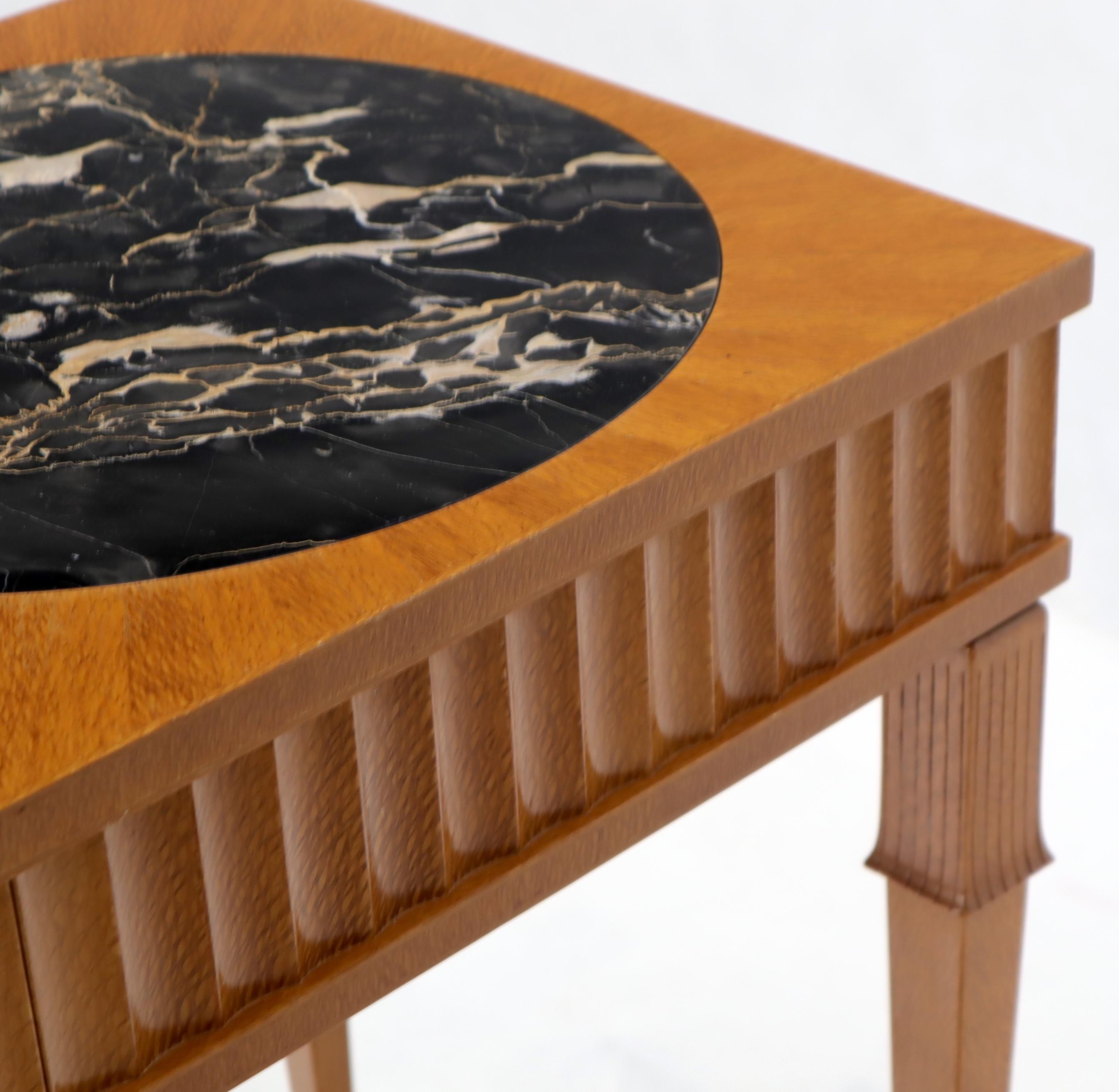 Square Round Black Marble Insert Top One Drawer Lamp Accent Table Stand For Sale 4