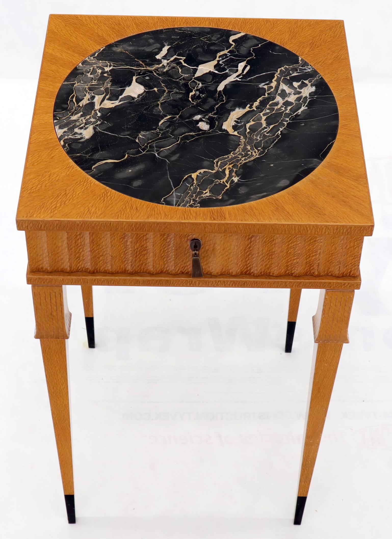Quadratische Runde Schwarzer Marmor einfügen Top eine Schublade Lampe Akzent Tisch stehen (Lackiert) im Angebot
