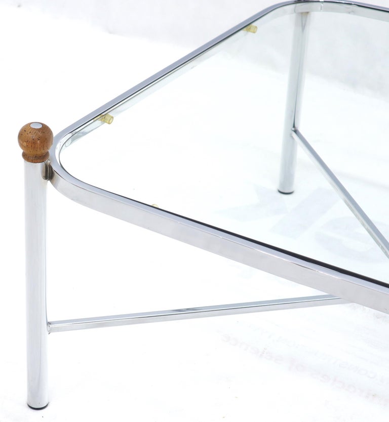 Square Rounded Corners Wood Finials X-Stretcher Base Chrome Coffee ...