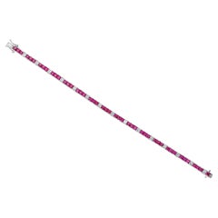 Square Ruby 7.52ctw Diamond 2.13ctw Tennis Bracelet 18k Solid White Gold