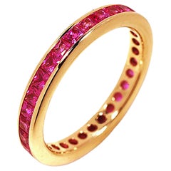 Square Ruby Eternity Ring Yellow Gold Ring Custom Order
