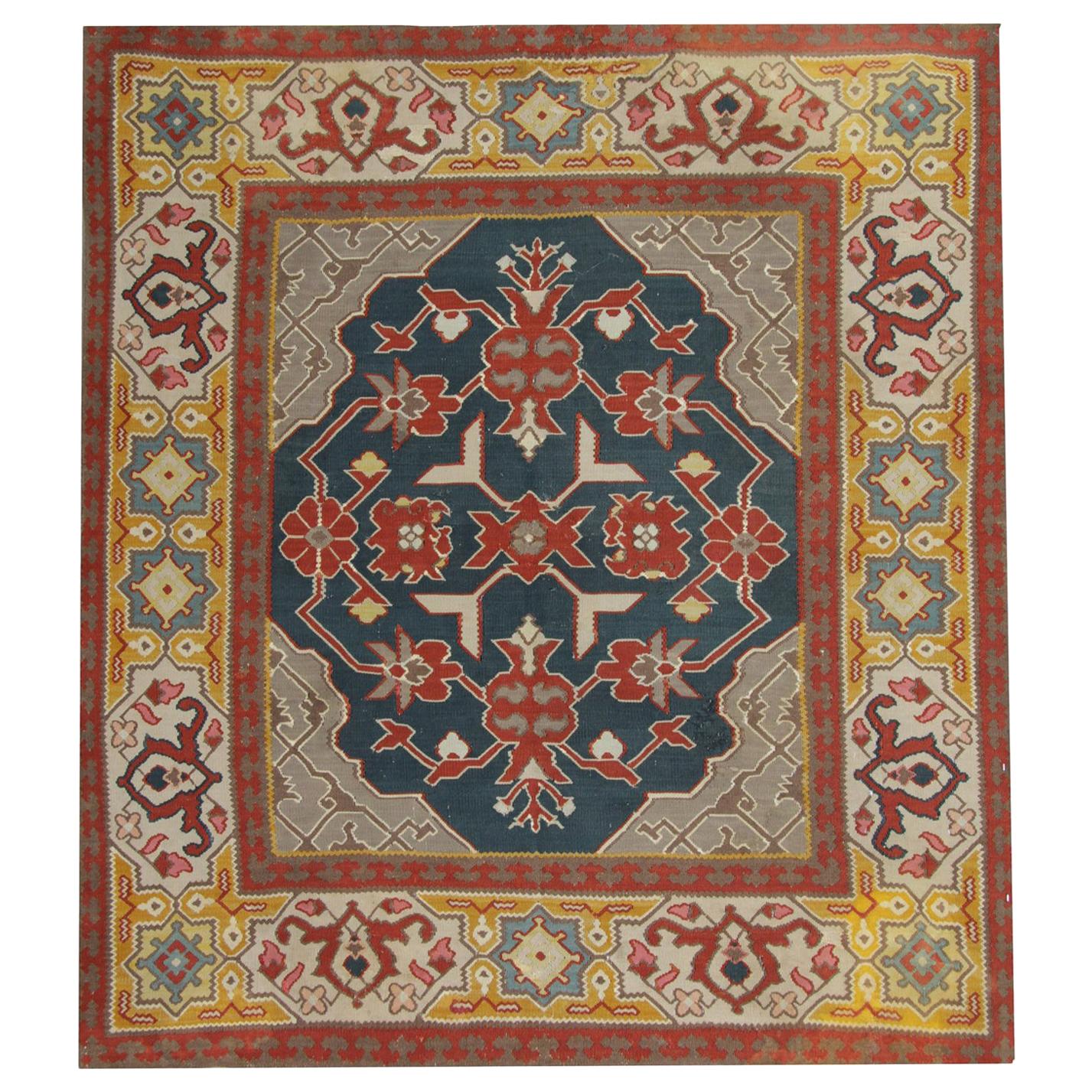 Square Rugs Handmade Carpet Antique Rugs, Kilim Rugs Luxury Rustic Oriental Rugs
