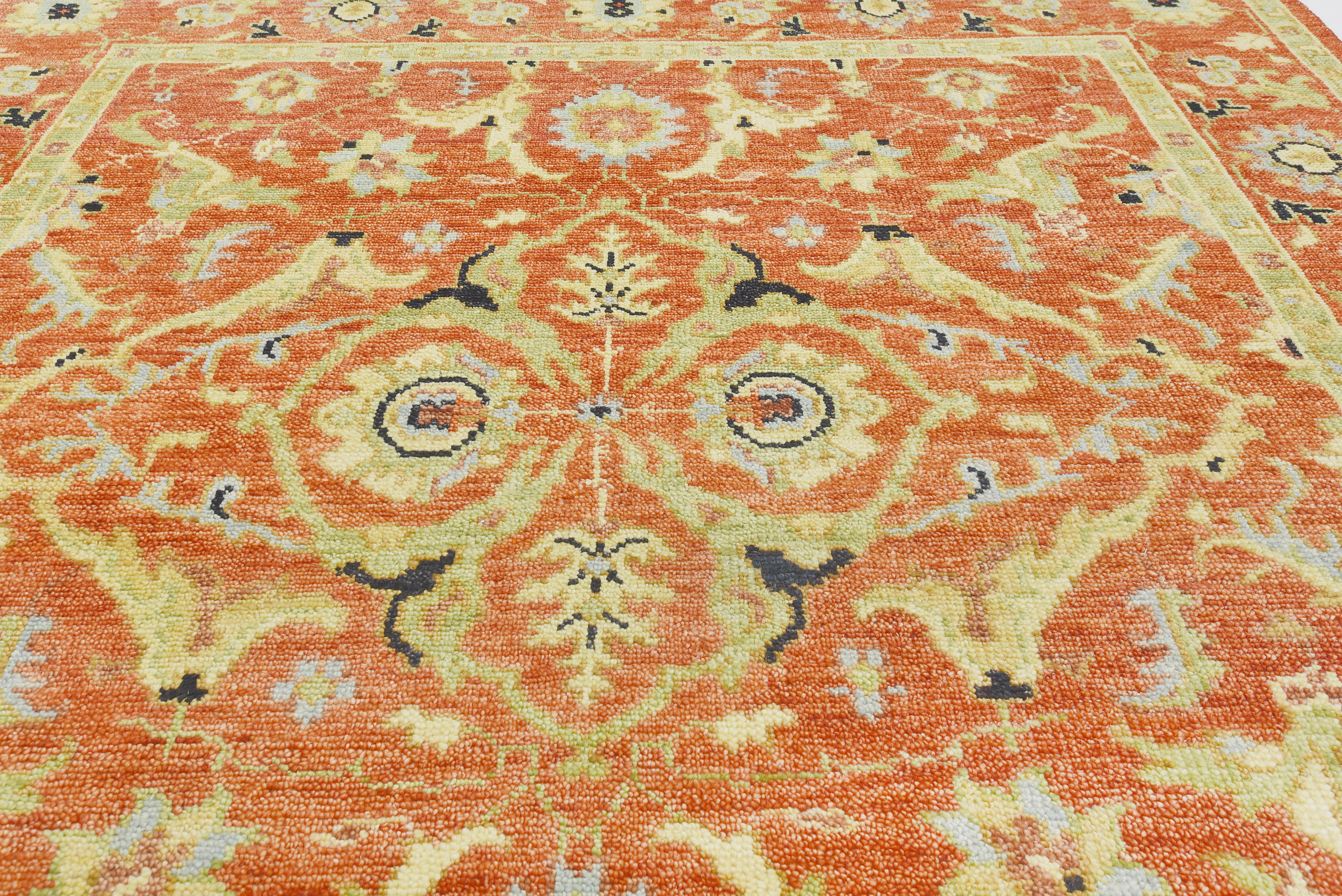 Indian Square Rust Heriz Rug For Sale