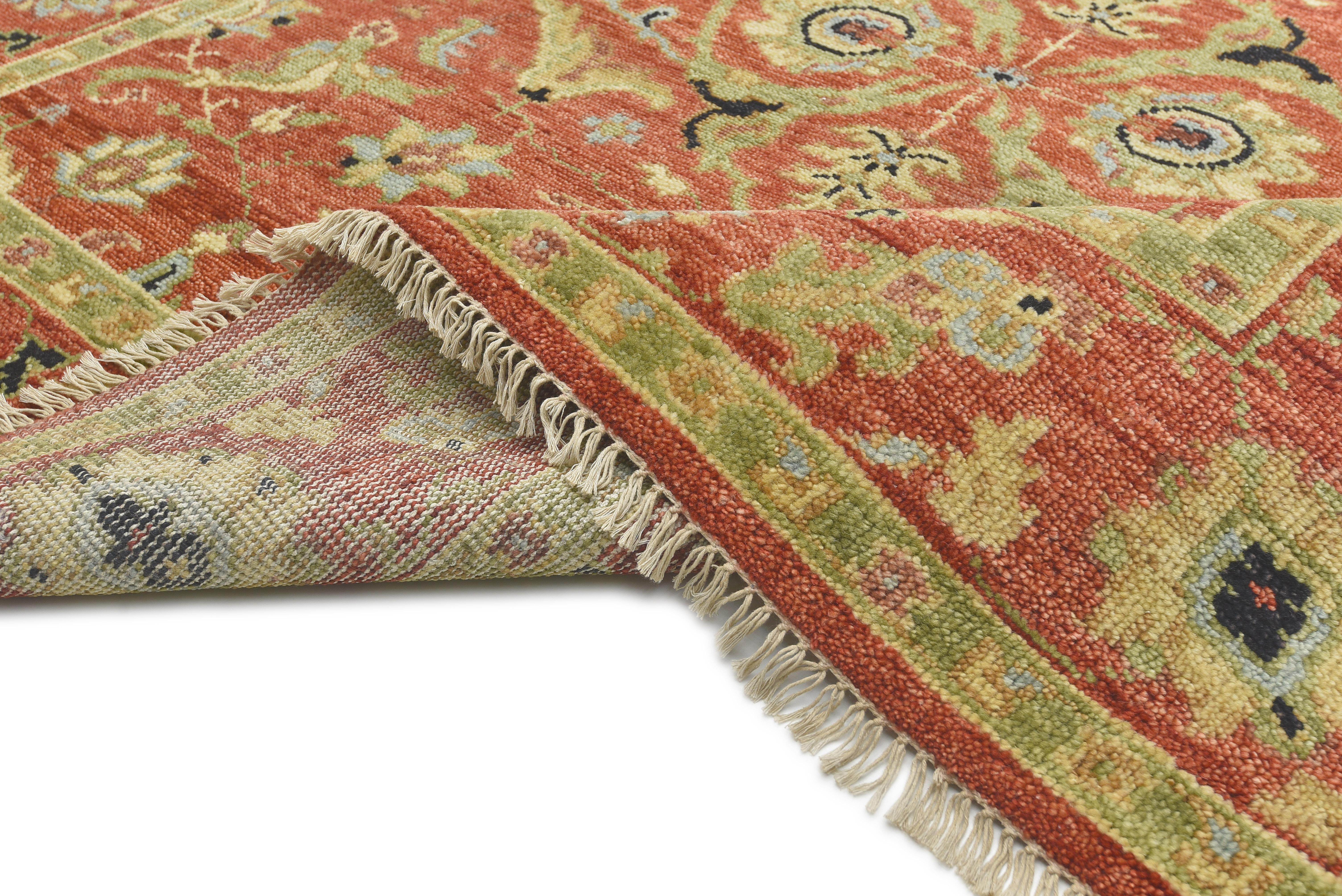 Hand-Knotted Square Rust Heriz Rug For Sale