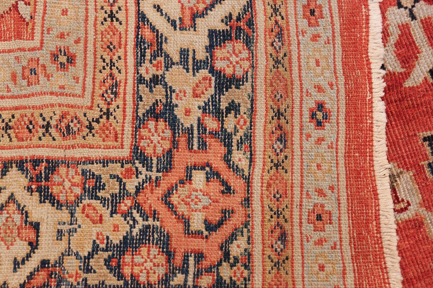 Square Rusty Red Background Antique Persian Sultanabad Rug 6