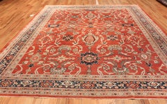 Square Rusty Red Background Antique Persian Sultanabad Rug