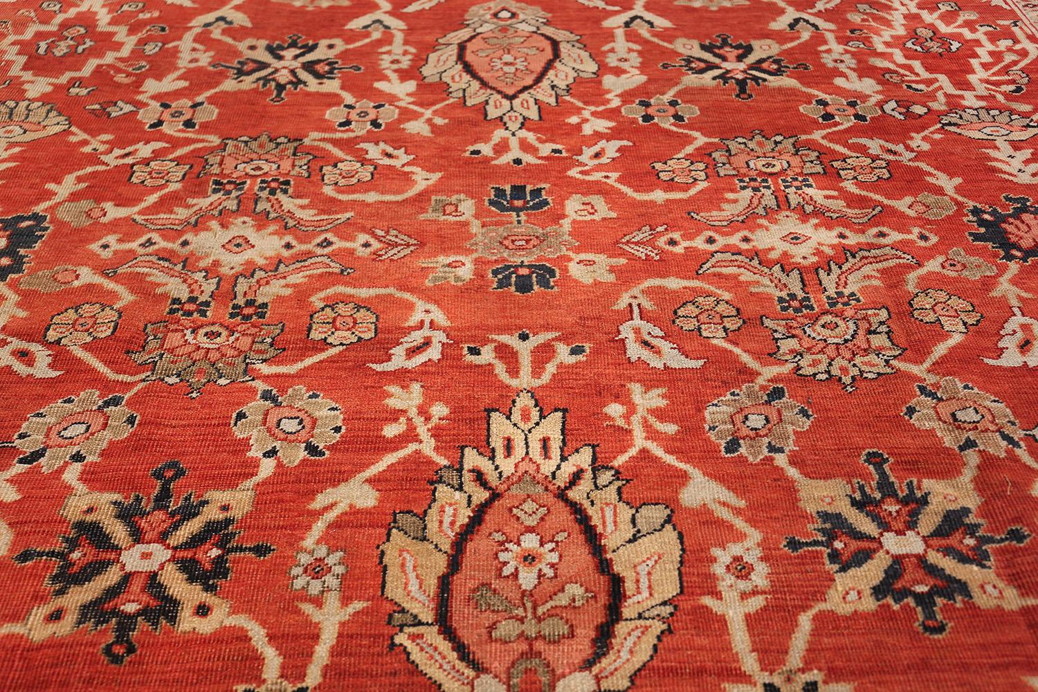 20th Century Square Rusty Red Background Antique Persian Sultanabad Rug