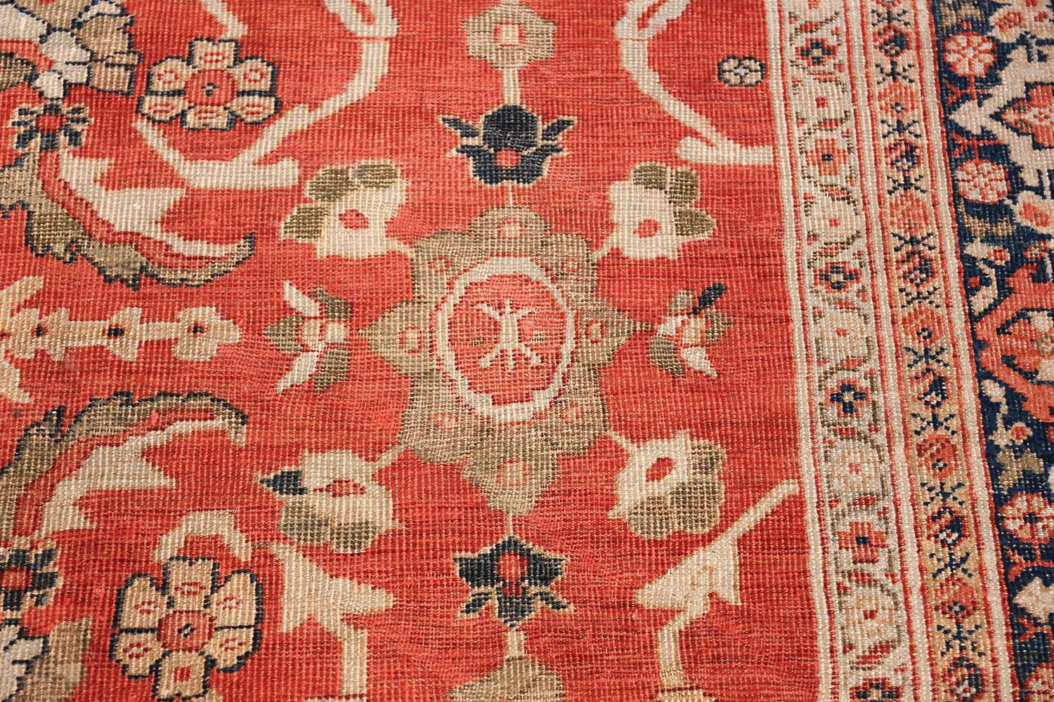 Square Rusty Red Background Antique Persian Sultanabad Rug 1