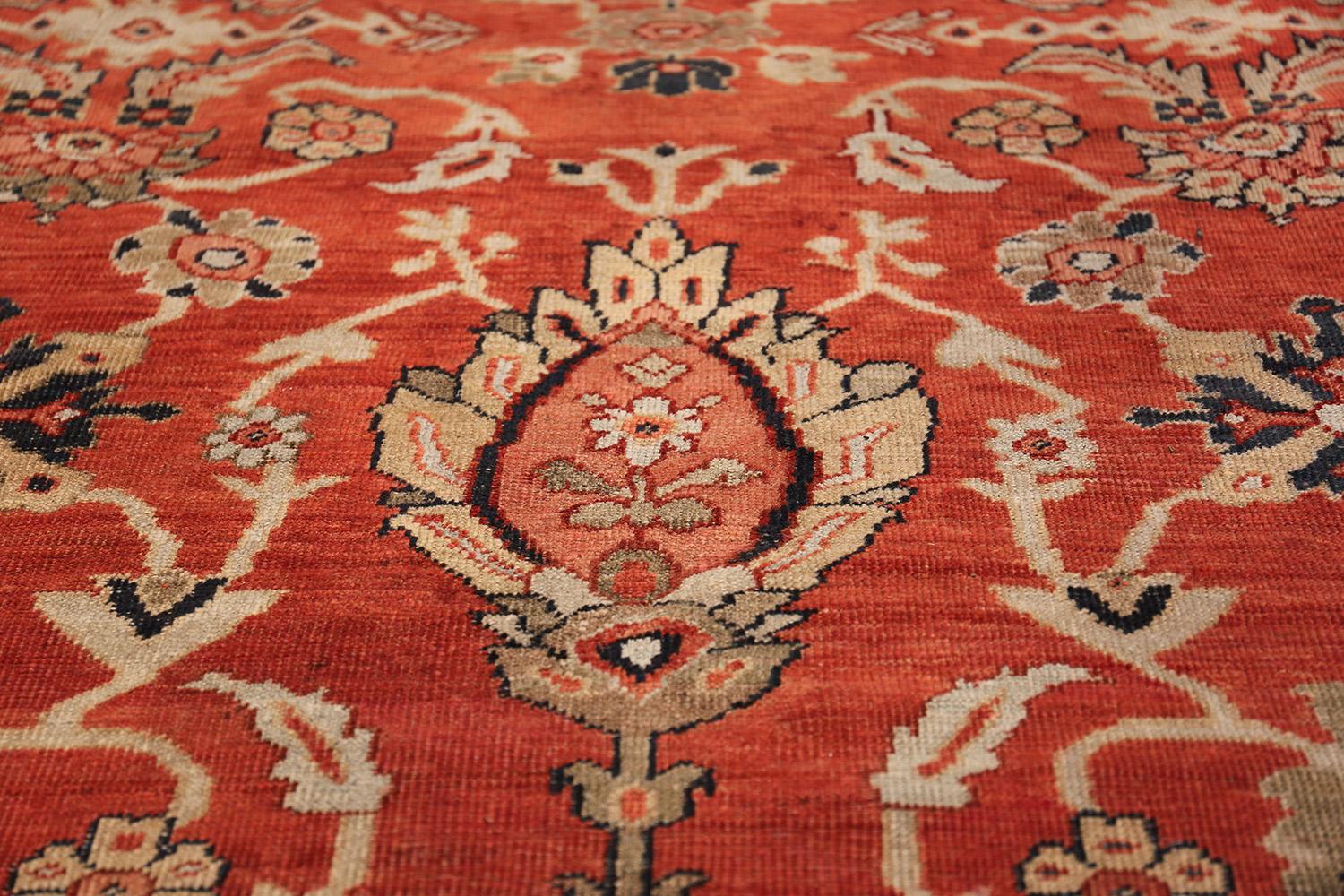 Square Rusty Red Background Antique Persian Sultanabad Rug 2