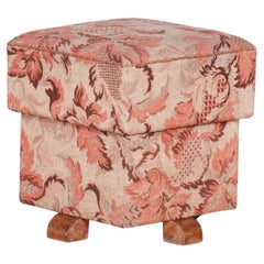 Antique Square Salmon Stool, Original Pristine Condition, 1920s, Art Deco