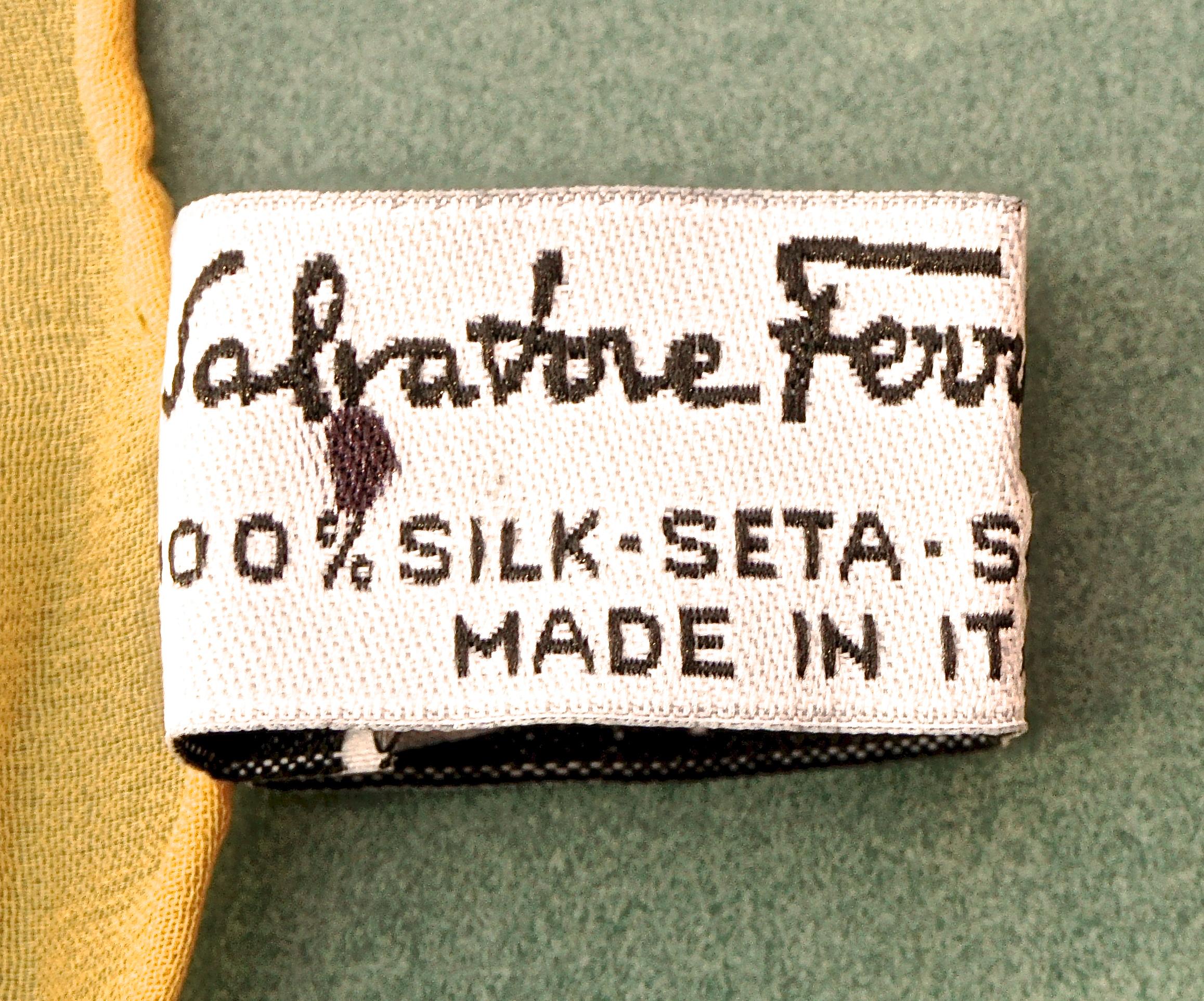 Women's or Men's Square Salvatore Ferragamo Pure Silk Chiffon Chinese Print Scarf made in Italy