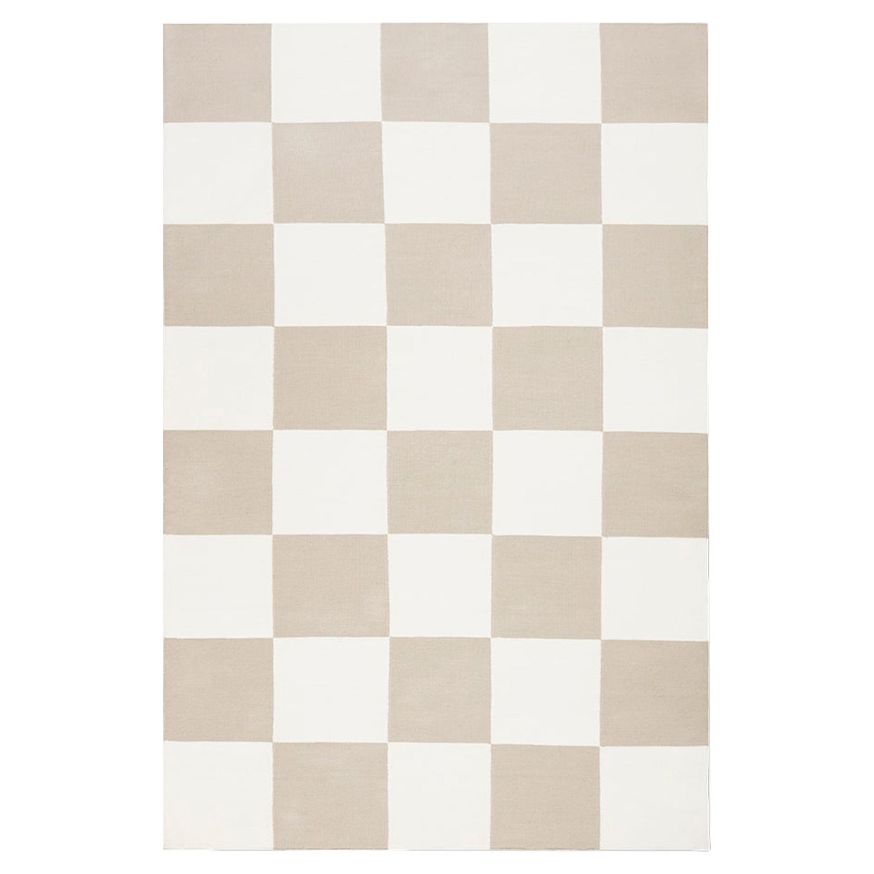 Quadratischer Sand Dhurrie/Kelim-Teppich in skandinavischem Design
