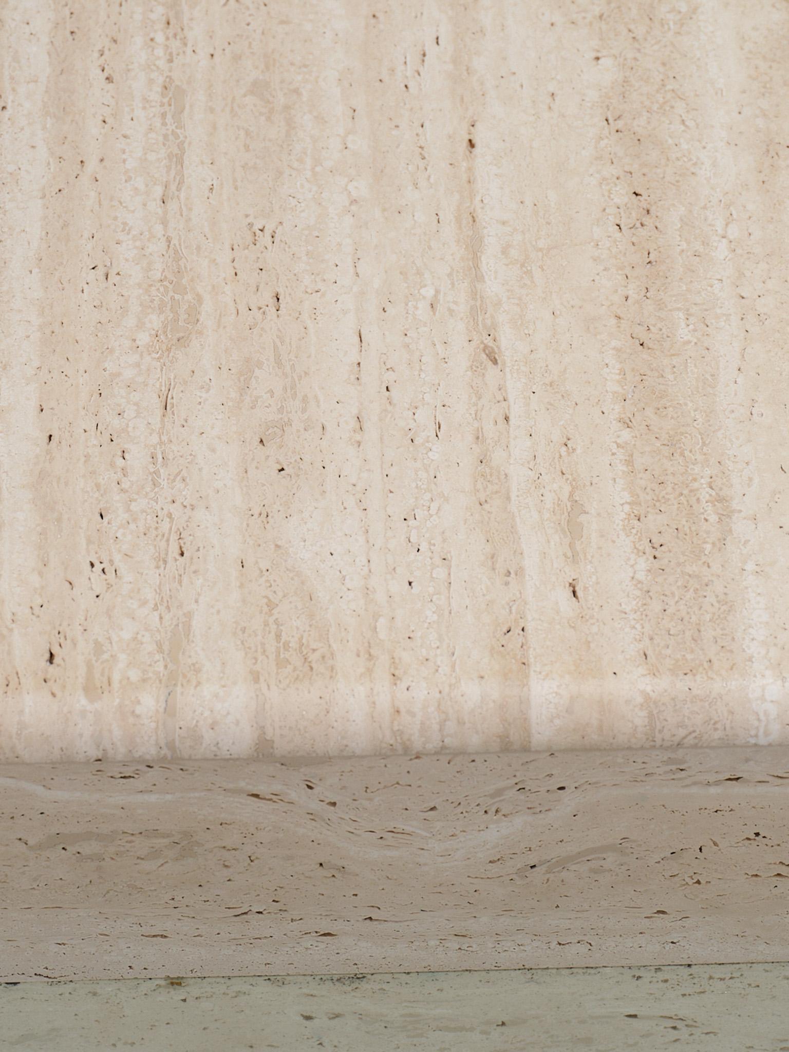 Late 20th Century Square “Saturne” Travertine Coffee Table, 1980s For Sale