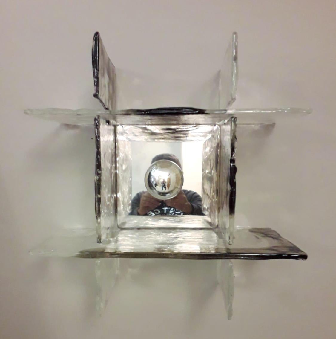 Mid-Century Modern Square Sconces by Carlo Nazon for Mazzega, 5 Available For Sale