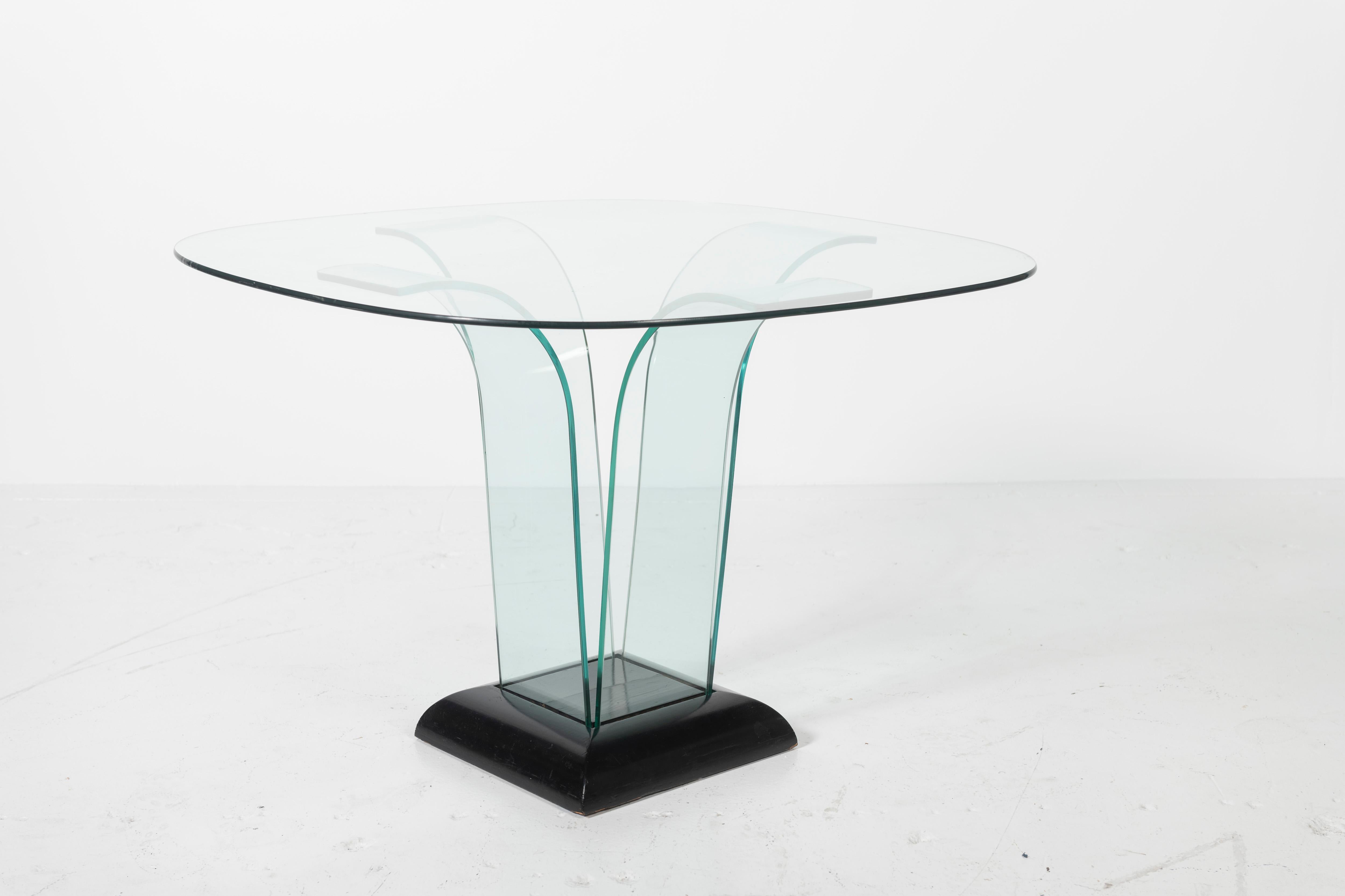 Mid-20th Century Square Sculptural Glass Center Table by Modernage For Sale