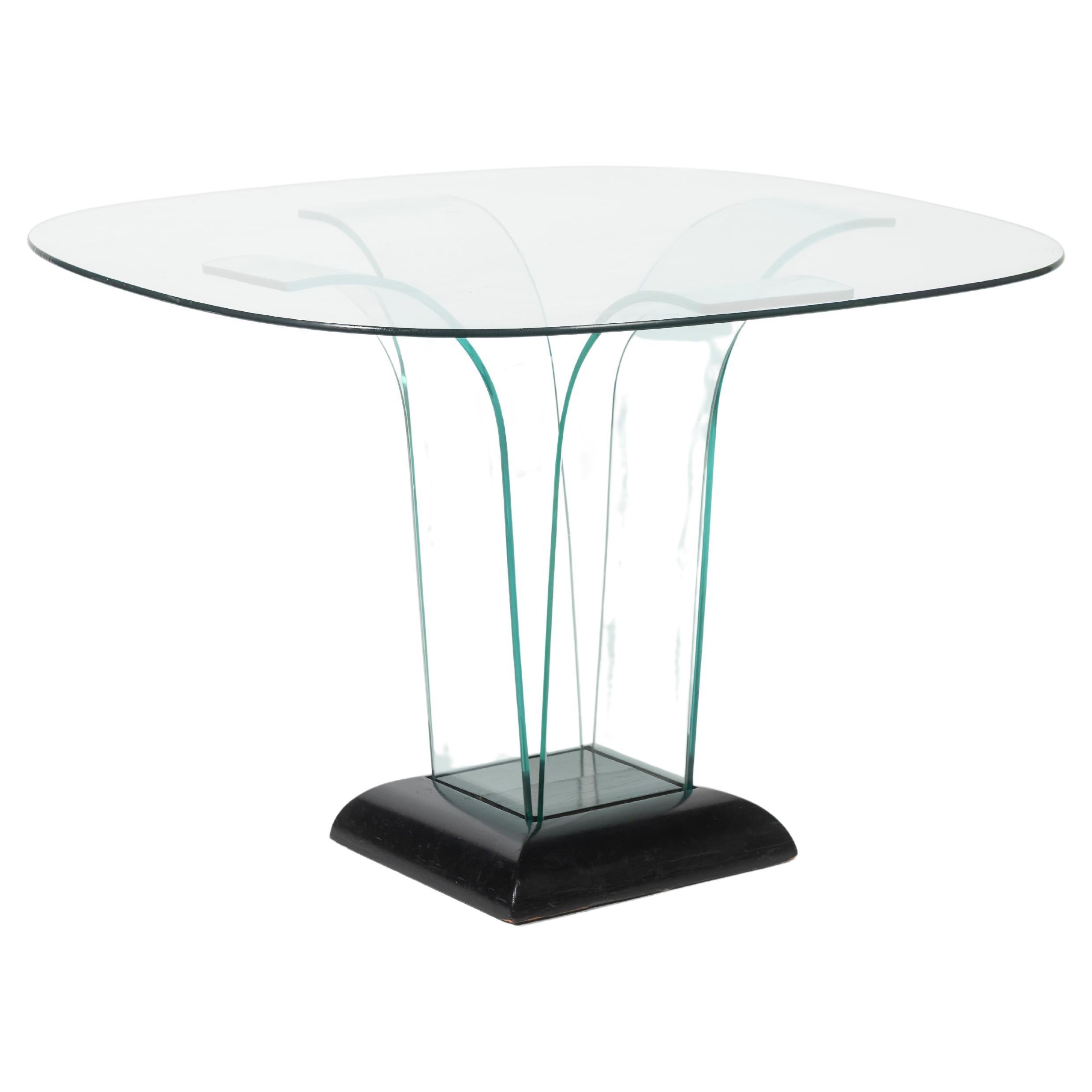 Square Sculptural Glass Center Table by Modernage