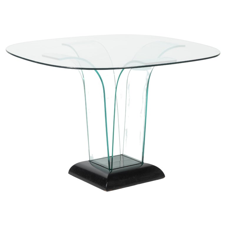 Square Sculptural Glass Center Table by Modernage For Sale