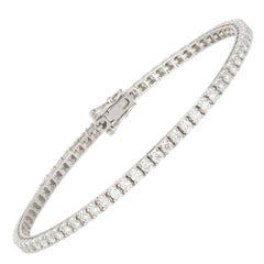 Square Setting Diamond Tennis Bracelet 0.04 Carat Each Stone 18k White Gold