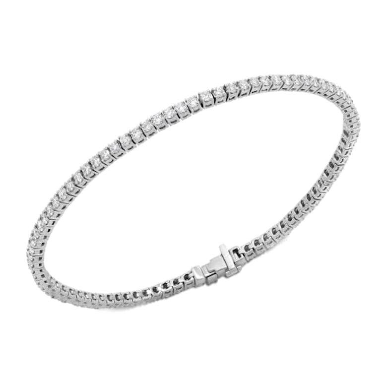 Bracelet tennis en or blanc 14 carats avec diamants à monture carrée et diamants pour elle