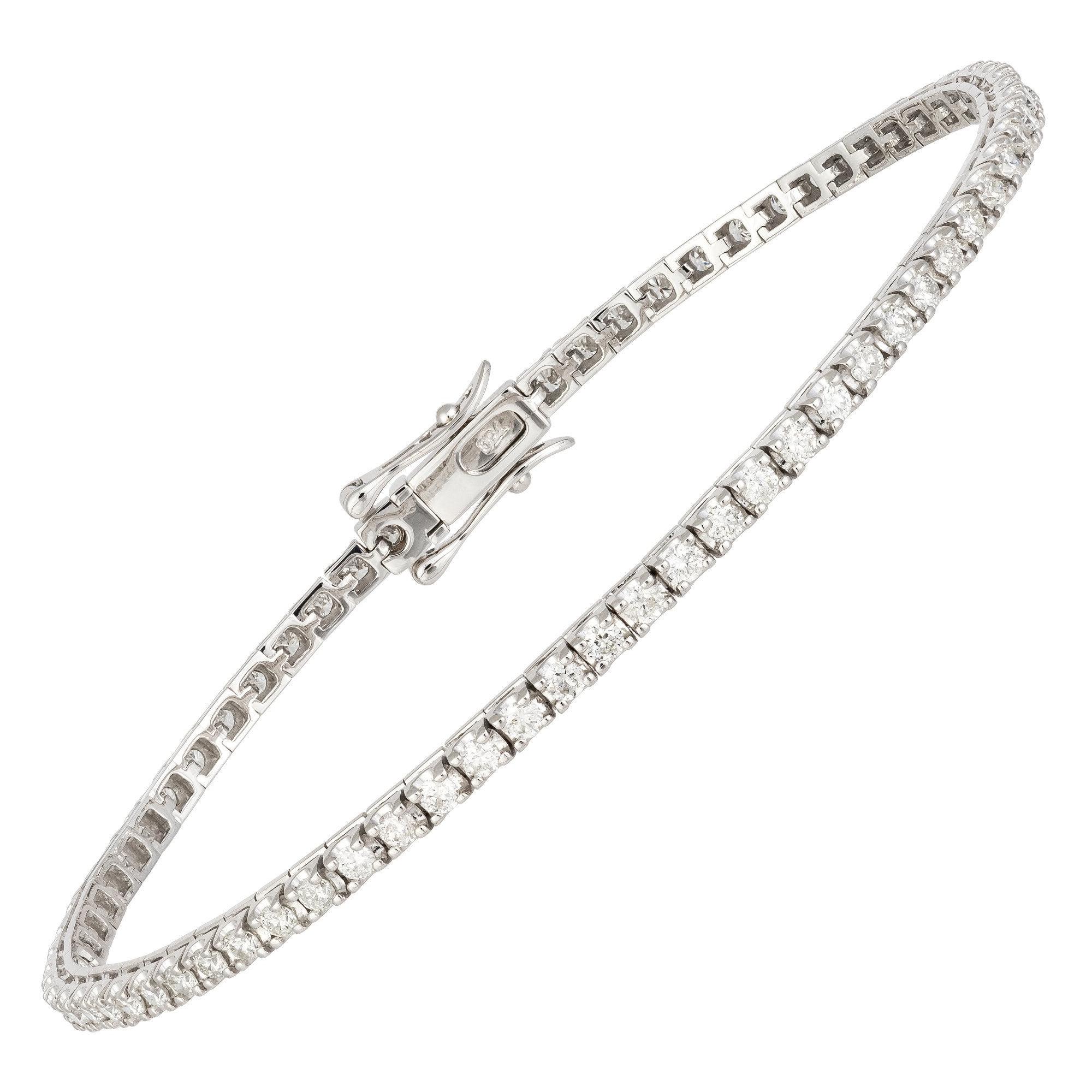 Square Setting Diamond Tennis Bracelet 18k White Gold Diamond for Her For Sale