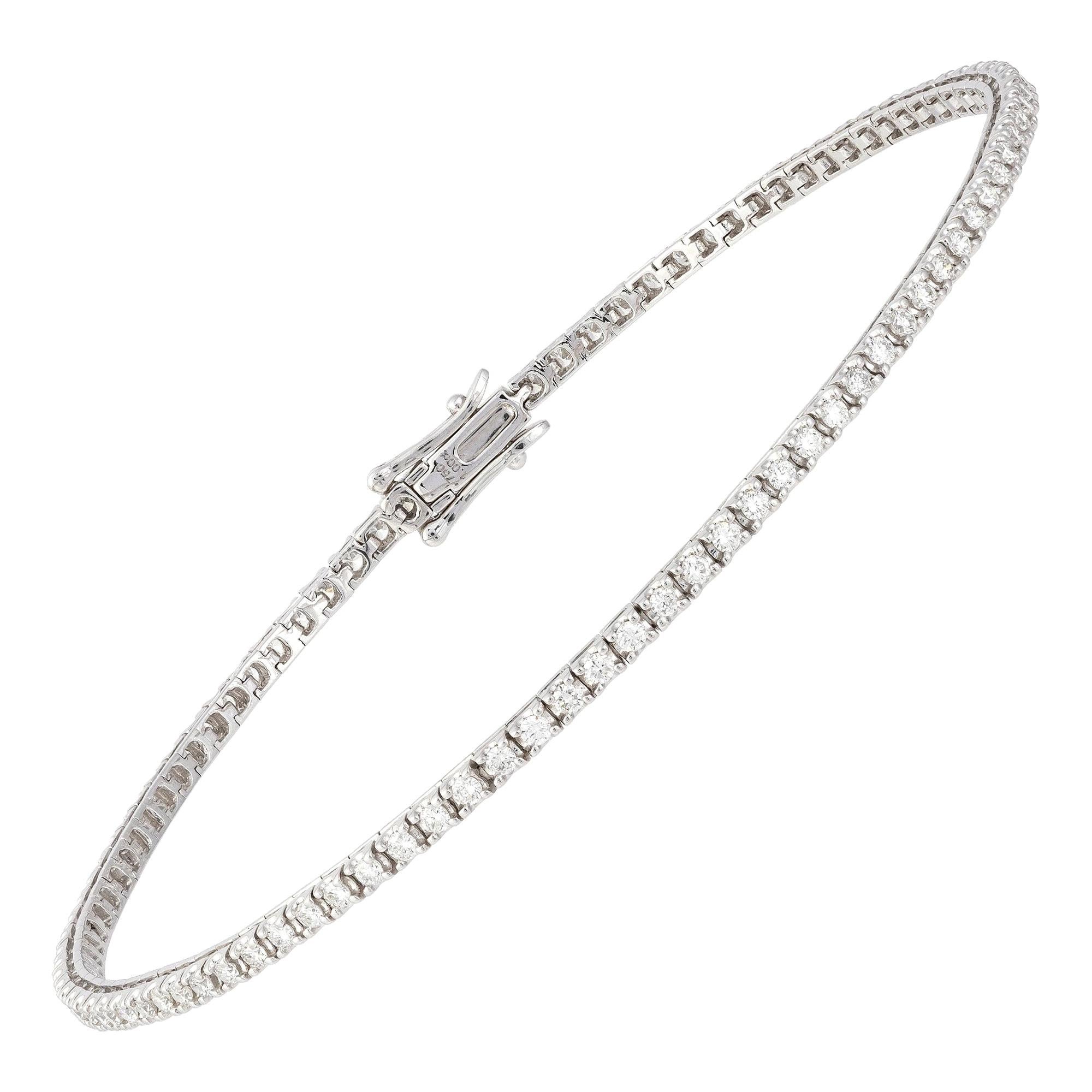 Bracelet tennis carré serti de diamants en or blanc 18 carats, pour elle