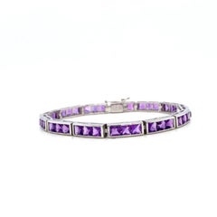 Square Shape Amethyst Women Wear Tennis Bracelet for Her in 925 Sterling Silver