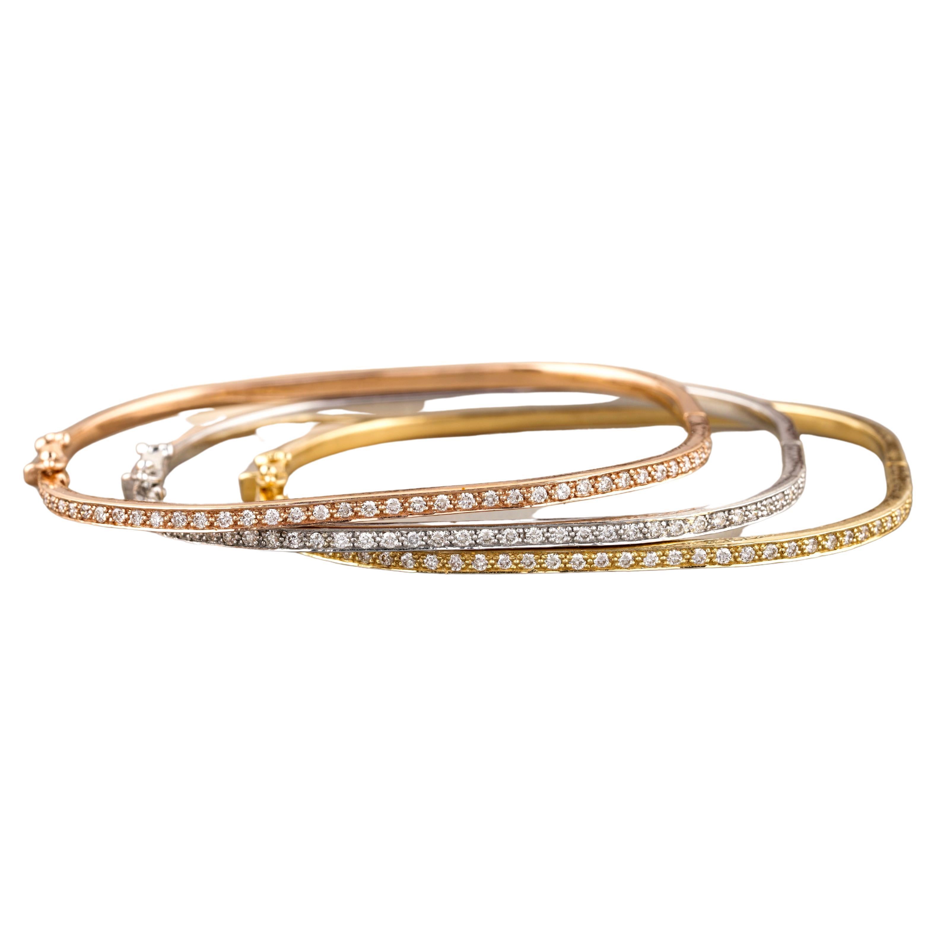 Square Shape Bangle Bracelet Set in 18k Solid Gold