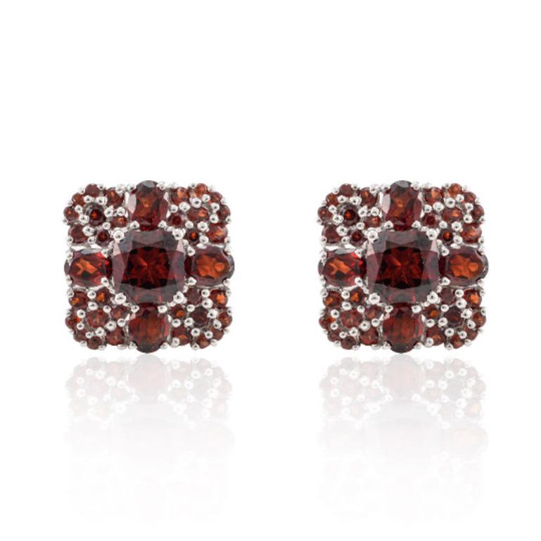 Square Shape Garnet Studded Cufflinks Made in 925 Sterling Silver 2