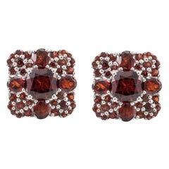 Square Shape Garnet Studded Cufflinks Made in 925 Sterling Silver