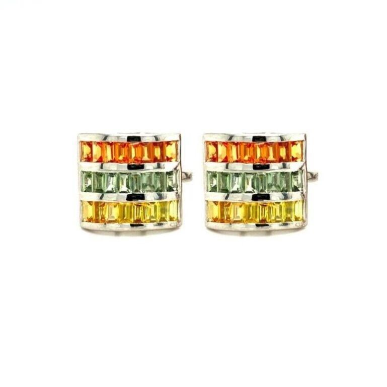 Moderne Boutons de manchette carrés en argent sterling pour cadeau en vente