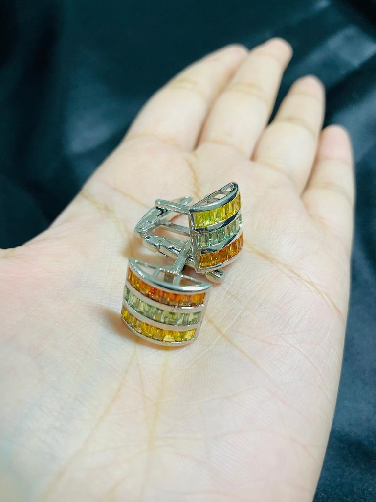 Boutons de manchette carrés en argent sterling pour cadeau en vente 2