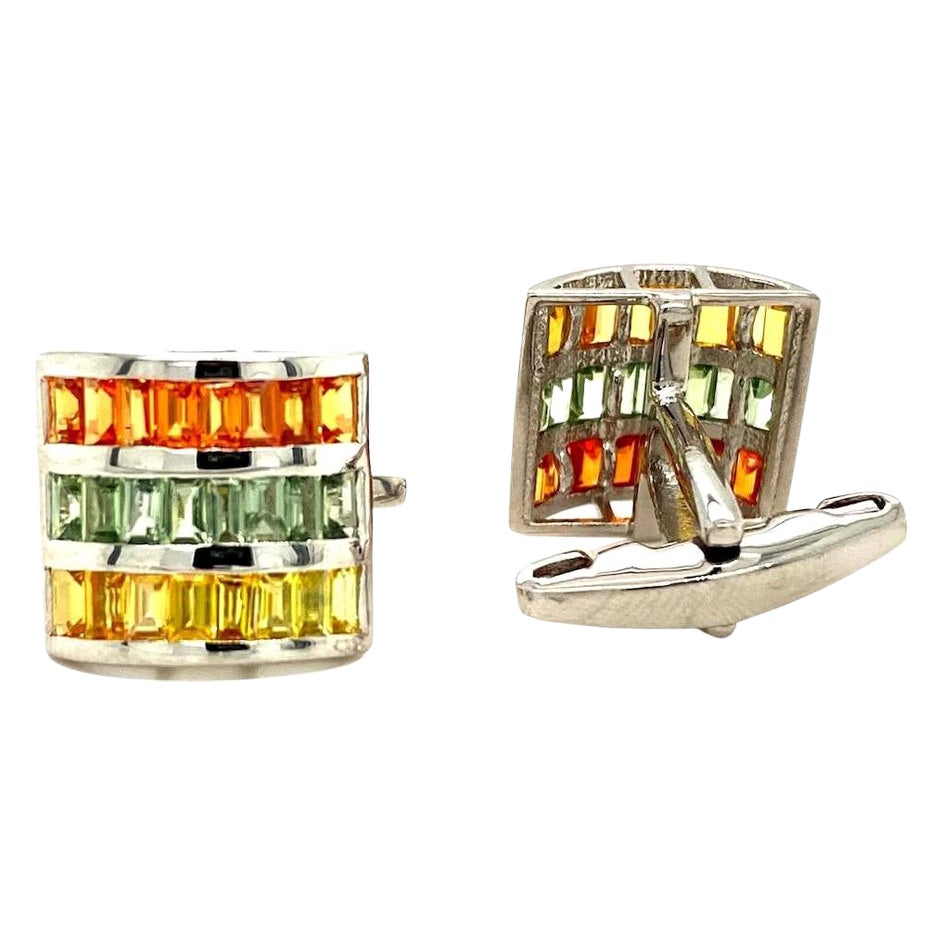 Boutons de manchette carrés en argent sterling pour cadeau en vente