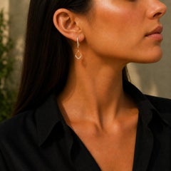 Square Shape Open Diamond Drop Dangle Earrings 14 Karat Yellow Gold