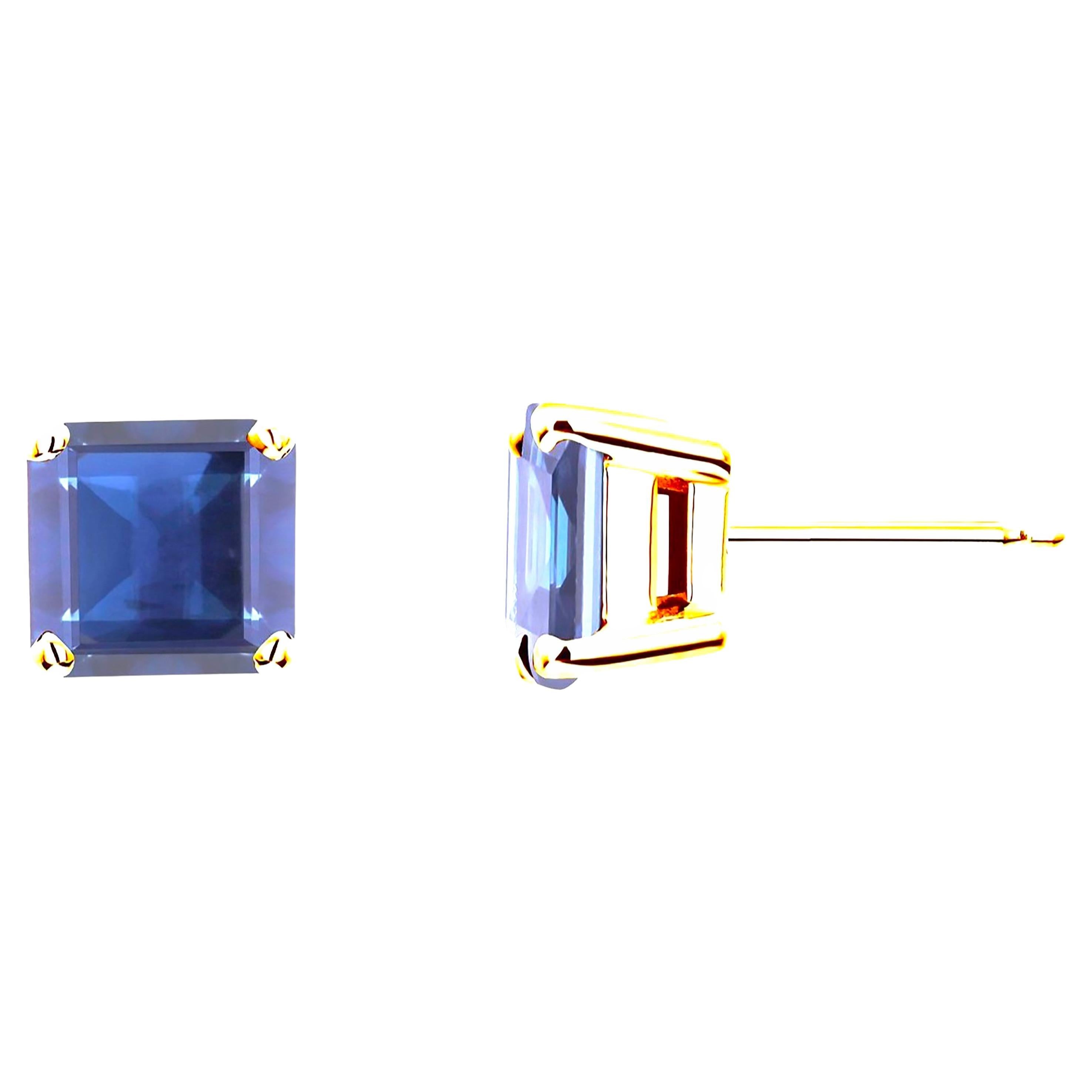 LUCIE CAMPBELL SquareShaped Sapphire and Diamond Stud Earrings at 1stDibs