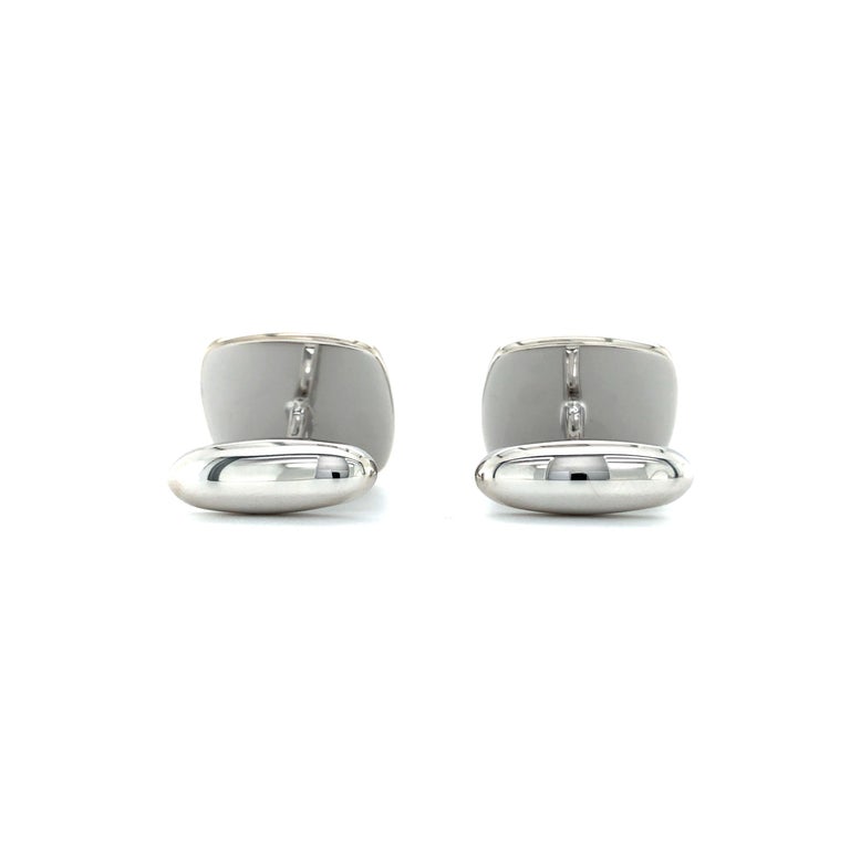 Boutons De Manchette Vintage Argent 925 Rhodié - Style Industriel, Diamètre 16 Mm, Occasion
