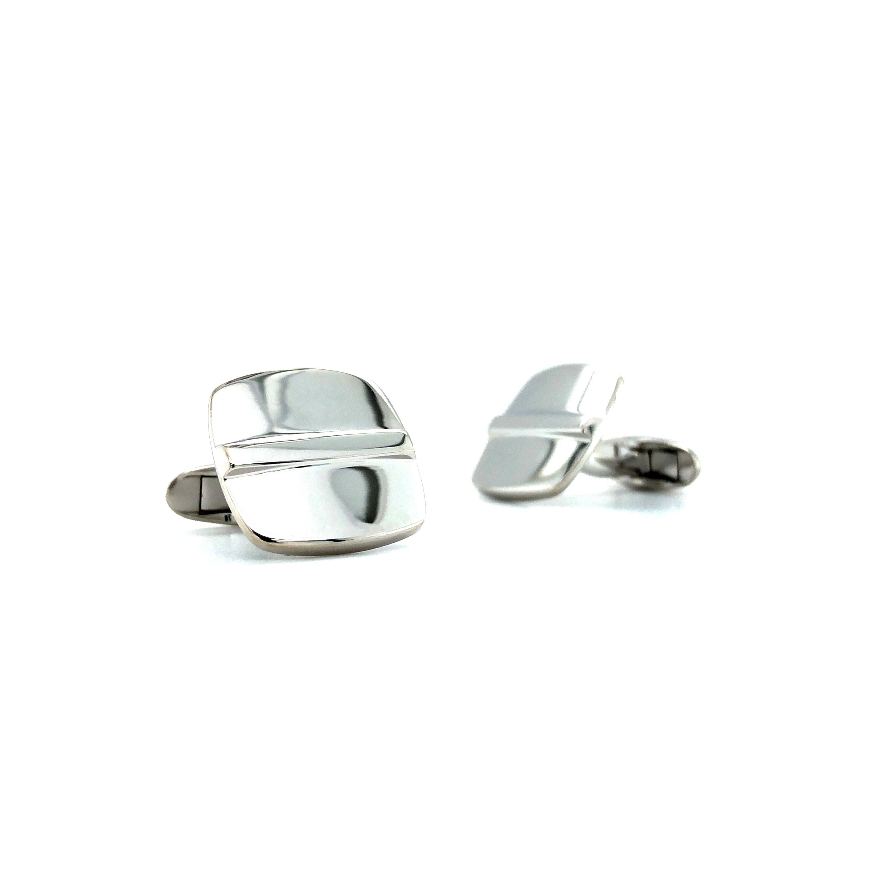 Gemelli da polso di forma quadrata in argento 925 17,5 mm x 17,5 mm in vendita 1