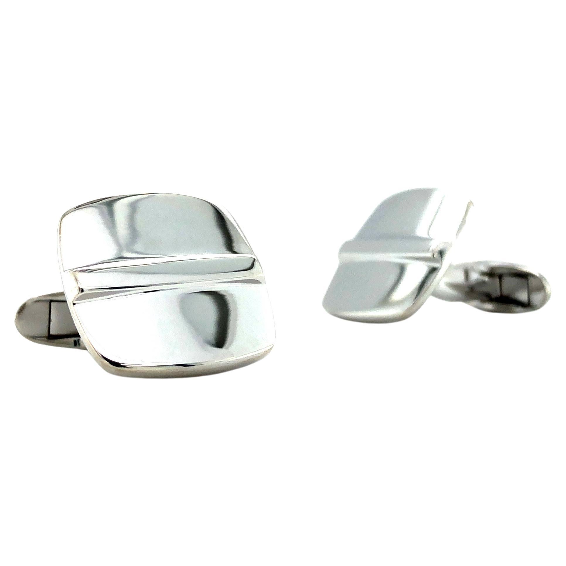 Gemelli da polso di forma quadrata in argento 925 17,5 mm x 17,5 mm in vendita