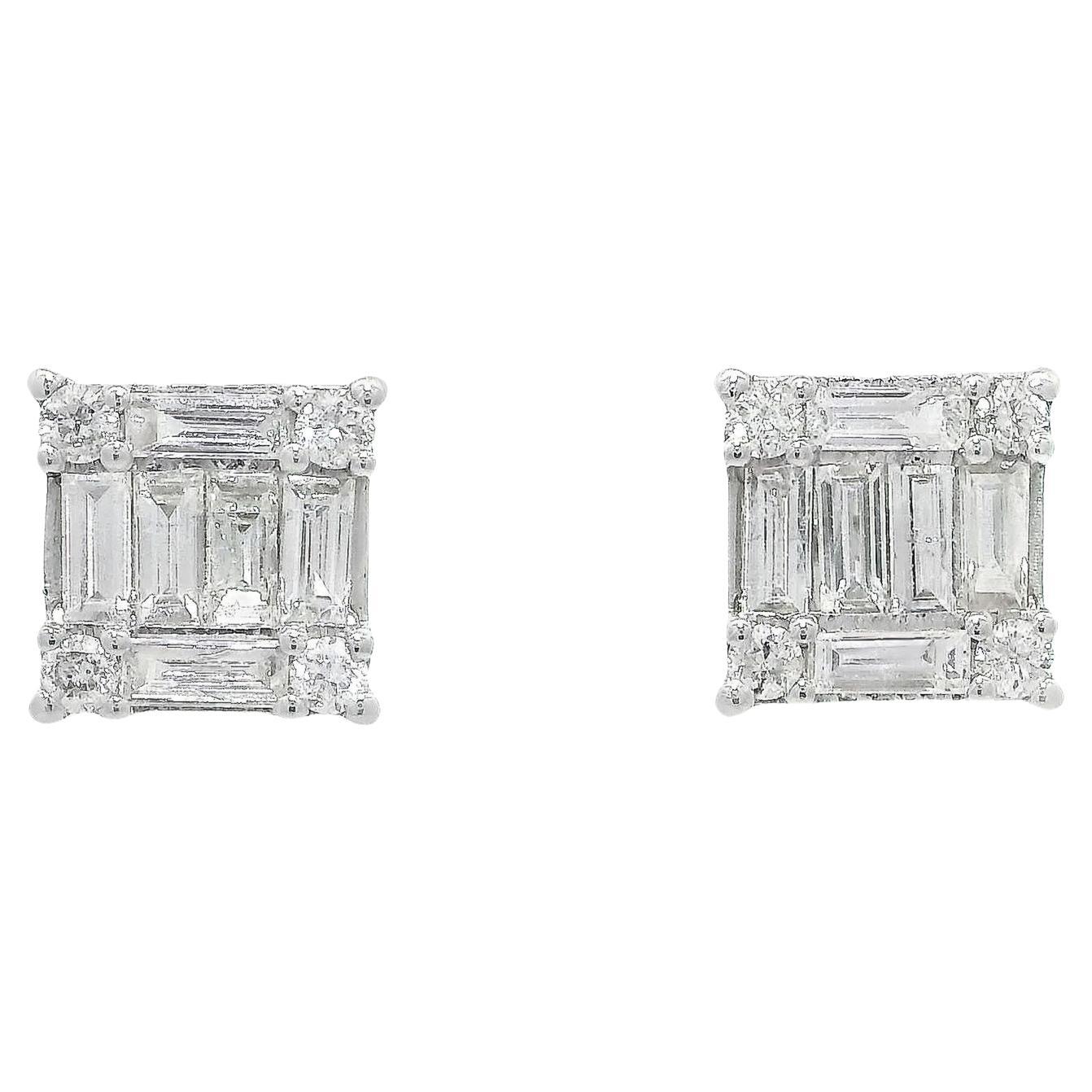 Orecchini con diamante incastonato a forma di quadrato I.L.A.