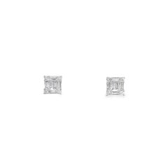 Square-shaped Illusion-set Diamond Stud Earrings S