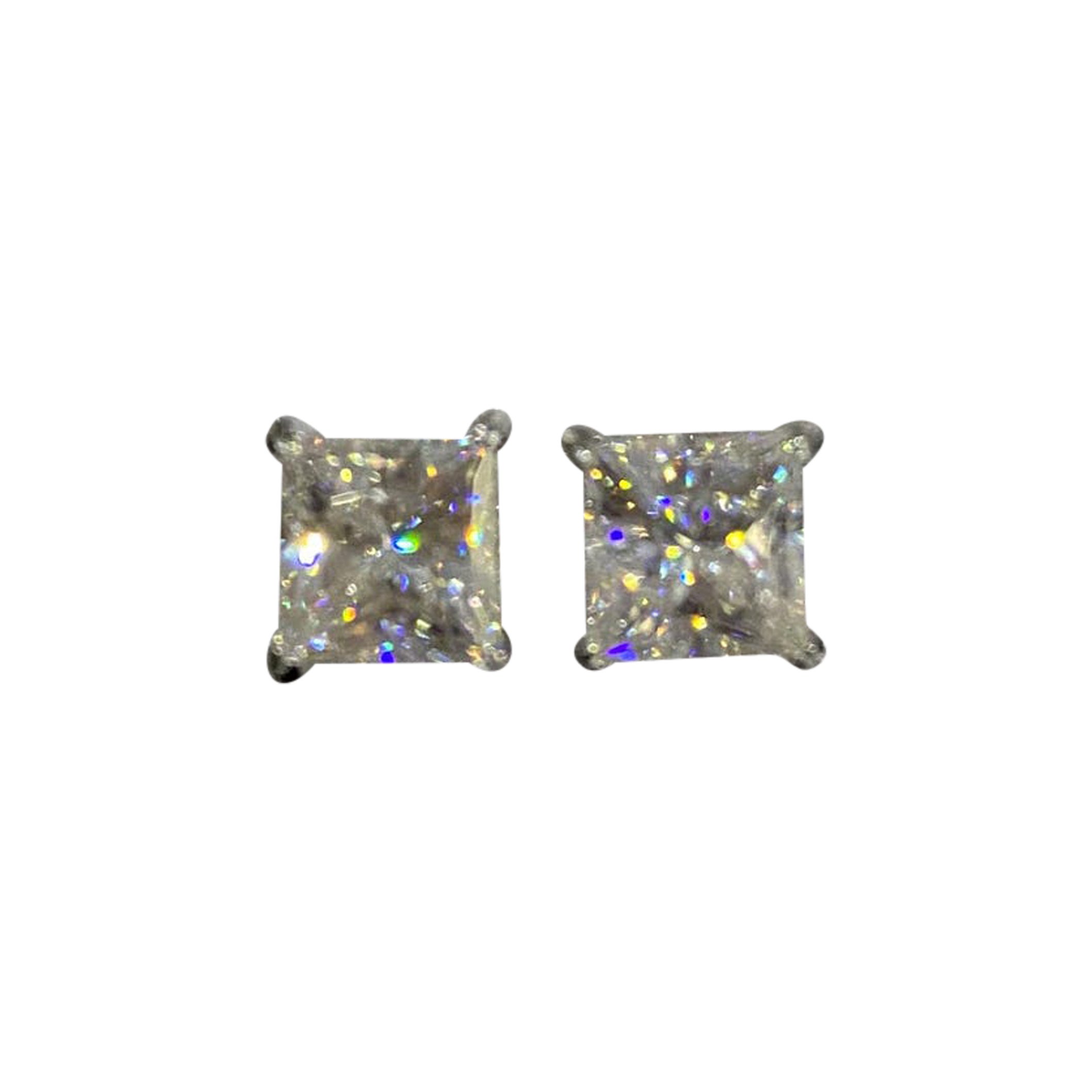 Square Shaped Moissanite Earring 925 Sterling Siver Stud Earrings Gift For Women